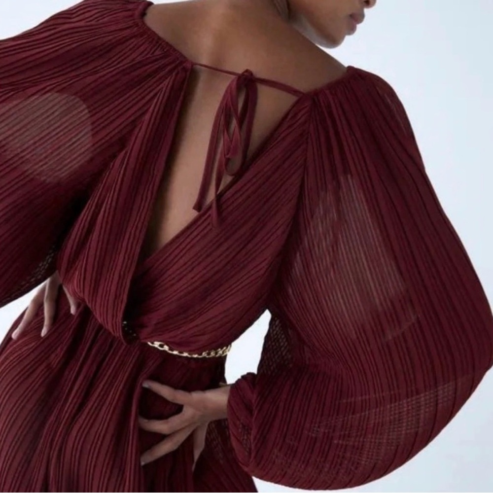 Zara Deep Burgundy Balloon Jumpsuit